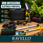 Mini Motosserra Elétrica Portátil + 4 Baterias e Bolsa de Ferramentas Grátis