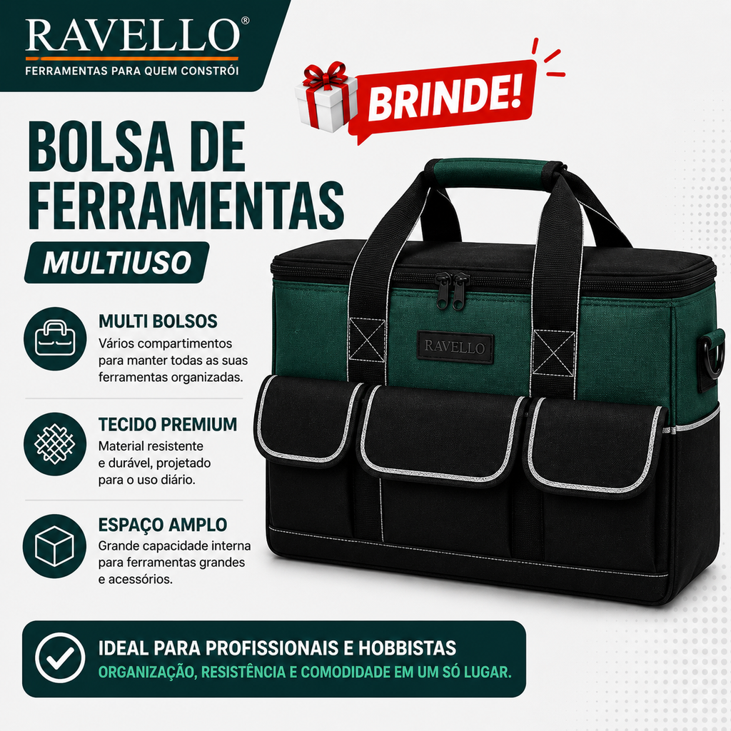Mini Motosserra Elétrica Portátil + 4 Baterias e Bolsa de Ferramentas Grátis